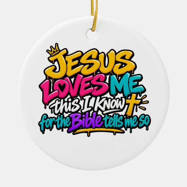 Jesus älskar mig julgransprydnad keramik (Framsidan)