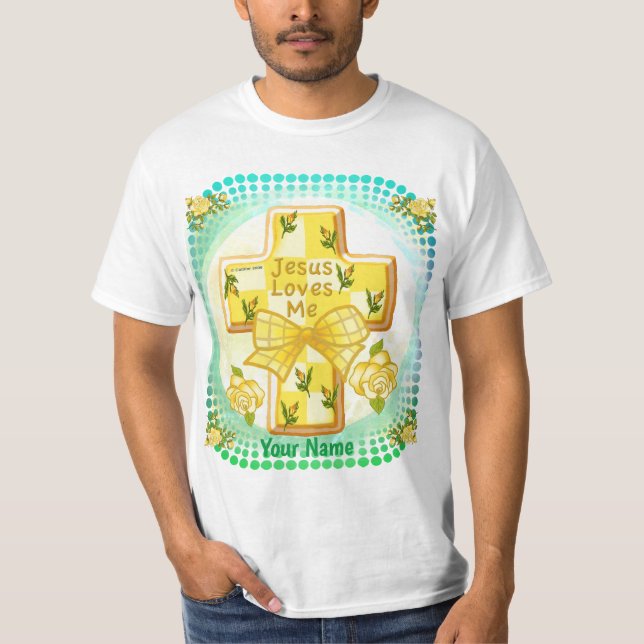 Jesus älskar mig kristen kors t-shirt  (Framsida)