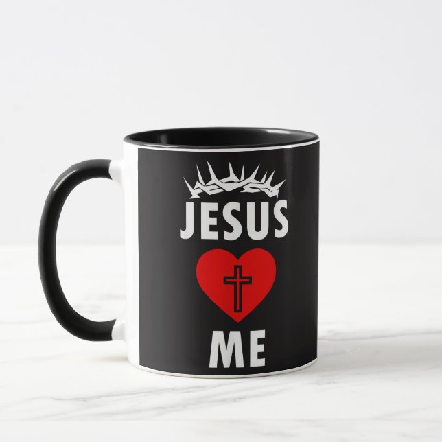 Jesus älskar mig kristen religiös mugg (Vänster)