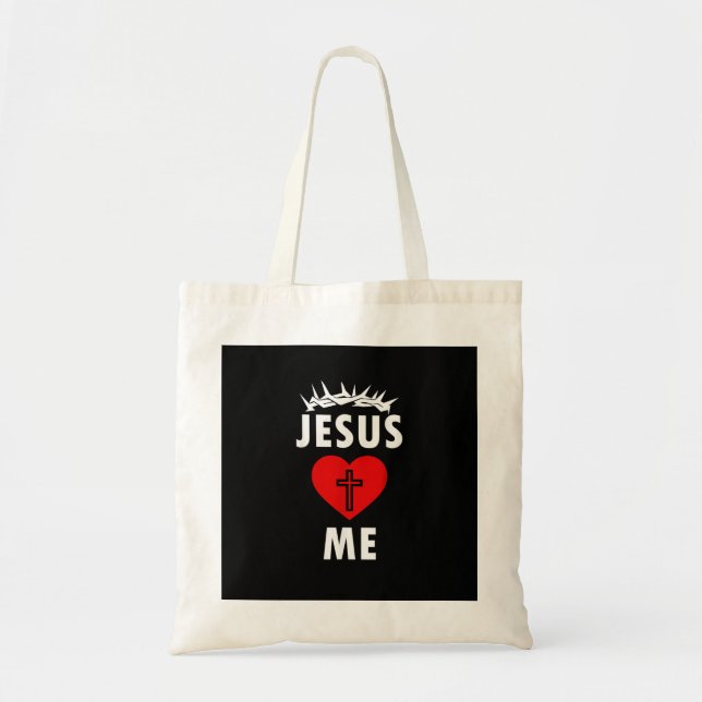 Jesus älskar mig kristen religiös tygkasse (Framsidan)