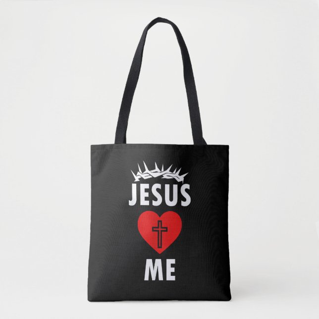 Jesus älskar mig kristen religiös tygkasse (Framsida)