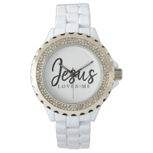 Jesus älskar mig med röd hjärta armbandsur