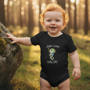 Jesus Älskar Mig Söt Storögd Ödla Pojke Flicka T Shirt
