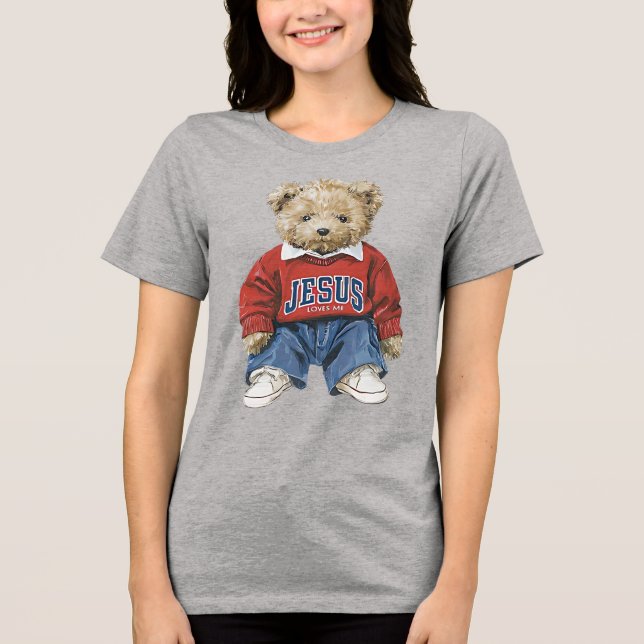 Jesus älskar mig, teddybjörn t shirt (Framsida)