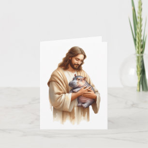 Jesus älskar Moo Deng Studsiga Gris Söt Ba Kort