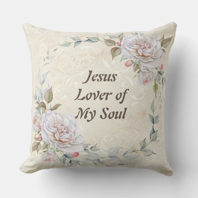 Jesus Älskare i min sjungande Blommigt Pillow Kudde (Framsida)