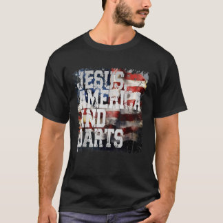 Jesus Amerika och Darts Funny USA T Shirt