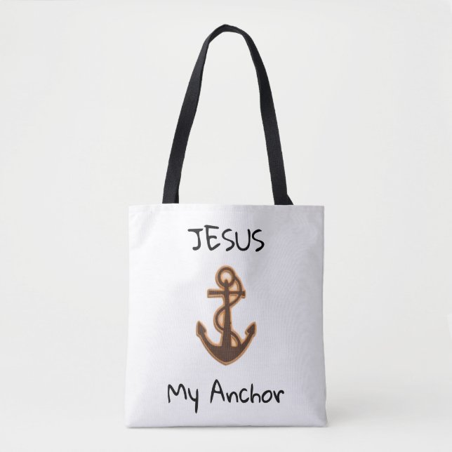 Jesus Anchor Shoulder Tote Bag Tygkasse (Framsida)