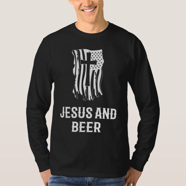 Jesus and Beer Christian Beer Drink T Shirt (Framsida)