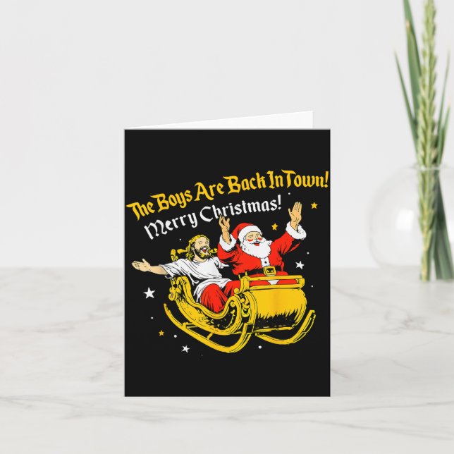 Jesus And Santa Claus Christmas Xmas Town Ous Sayi Kort (Framsida)
