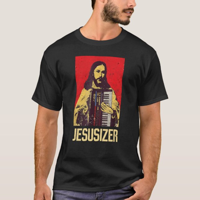 Jesus and Synthesizer  Techno T Shirt (Framsida)