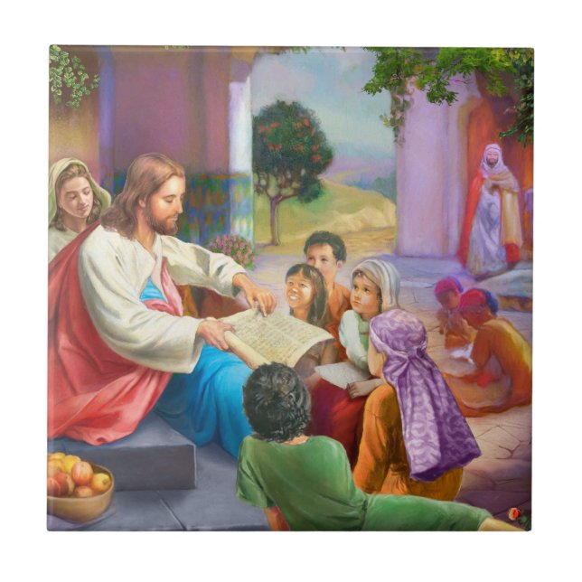 Jesus and the children kakelplatta (Framsidan)