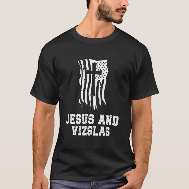 Jesus And Vizslas for a Christian Vizslas Fan T Shirt (Framsida)