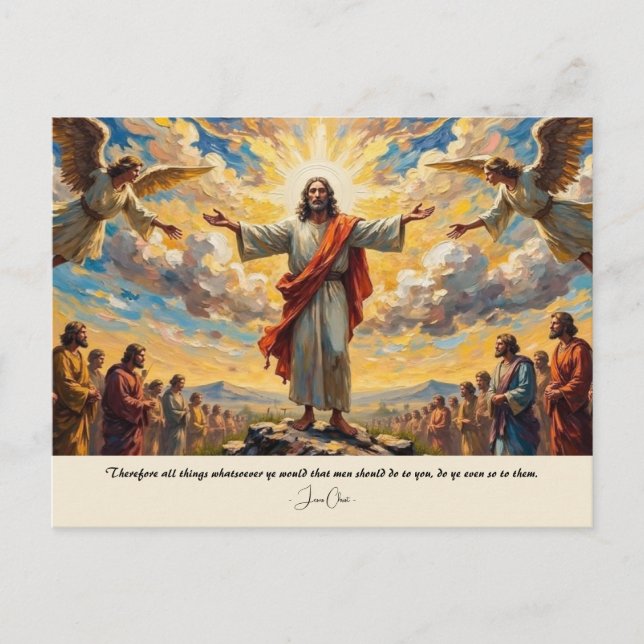 Jesus Änglar och en folkgrupp Vykort (Framsida)