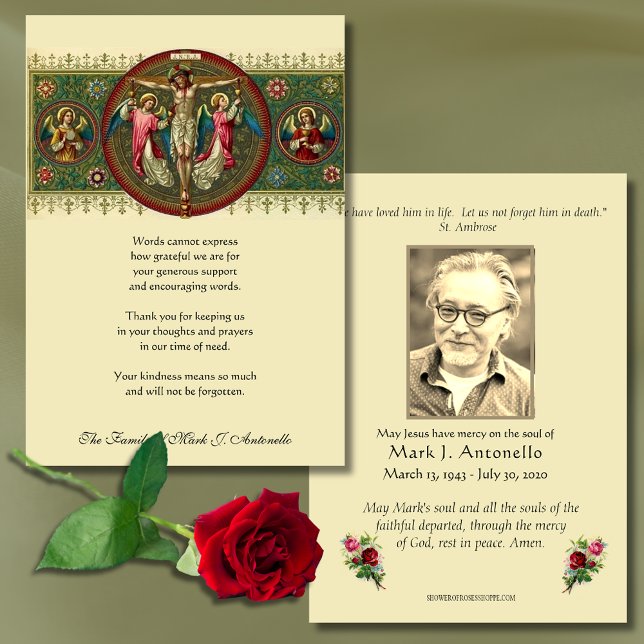 Jesus Änglar Sympati Funeral Catholik Tack Kort (Skapare uppladdad)