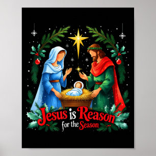 Jesus Anledning För Säsongen Julkrubba Jul Design Poster