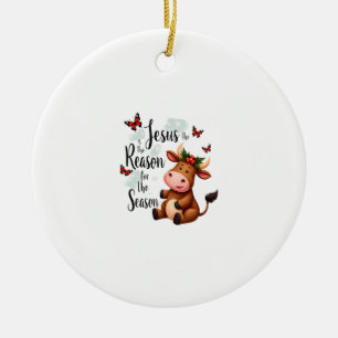 Jesus Anledning Till Säsongen Ko Jul Kristna Julgransprydnad Keramik