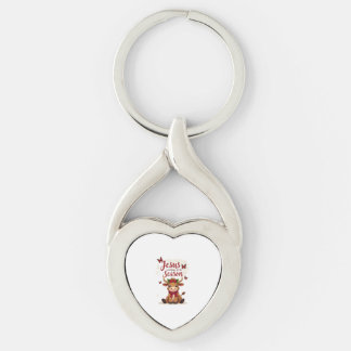 Jesus Anledning Till Säsongen Ko Jul Kristna Twisted Heart Silverfärgad Nyckelring