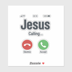 Jesus anropande telefon skärm kristen t-shirt desi klistermärken