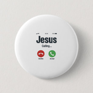 Jesus anropande telefon skärm kristen t-shirt desi knapp