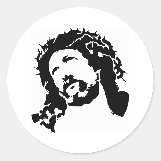 Jesus ansikte runt klistermärke (Framsida)
