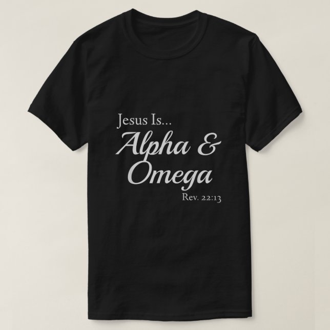 Jesus är Alfa Omega-avslöjande T Shirt (Design framsida)