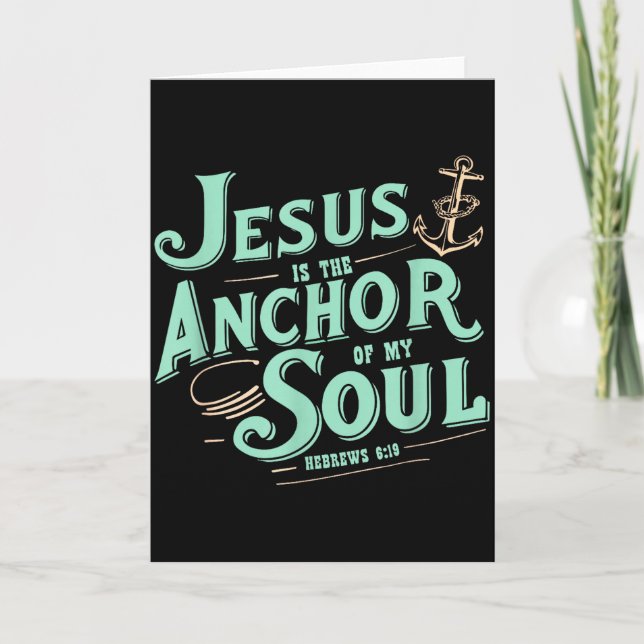 Jesus Är Ankaret För Min Själ Hebreiska 6_19 Bibel Kort (Framsida)