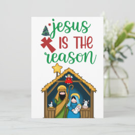 "Jesus är Anledningen" Julkrubba Heliga Familjen K Julkort