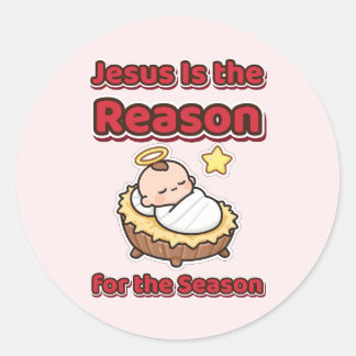 Jesus Är Anledningen Till Säsongen Baby Jesus Runt Klistermärke
