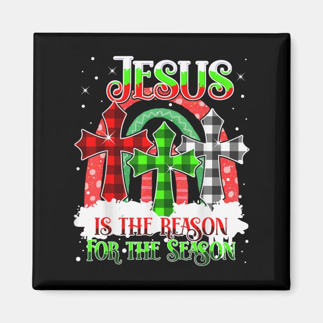 Jesus Är Anledningen Till Säsongen Regnbåge Jul Magnet (Framsidan)