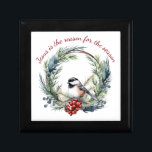 JESUS ÄR ANLEDNINGEN TILL SEASON-julofferten Minnesask<br><div class="desc">JESUS ÄR ANLEDNINGEN TILL SEASON INSPIRATIONAL Christian Jul Quote MED Cute Chickadee Winter WAND</div>