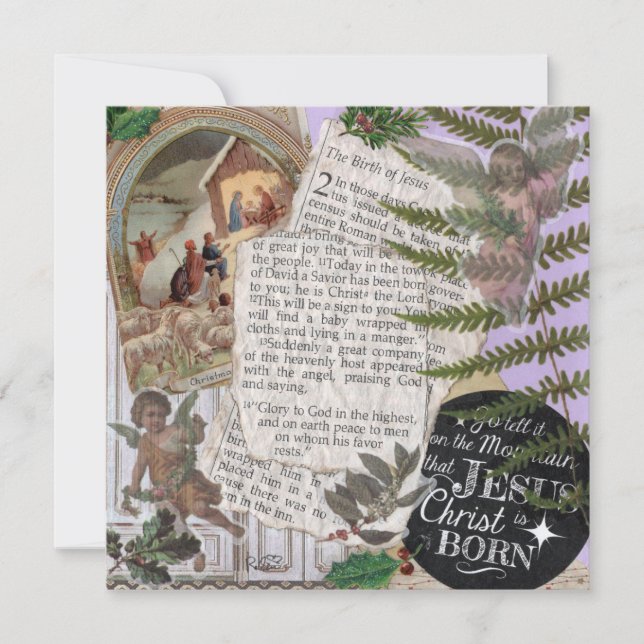 Jesus är Born-julet, ett kort för flata hälsningar (Framsida)