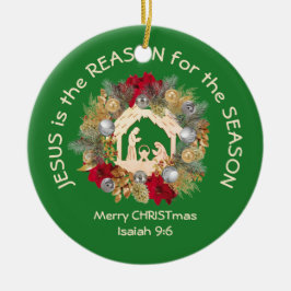 JESUS ÄR DEN KRISTNA Julen I Grönten. Julgransprydnad Keramik