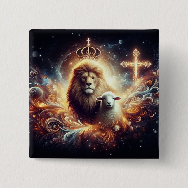 Jesus är den Lejona och lammen Knapp (Framsida)
