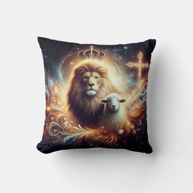 Jesus är den Lejona och lammen Kudde (Framsida)