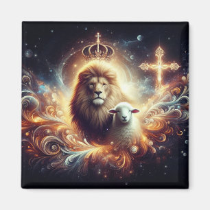 Jesus är den Lejona och lammen Magnet