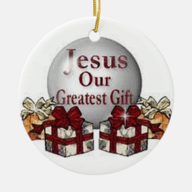 Jesus är det riktigt resonerar för julsäsongen julgransprydnad keramik (Framsidan)