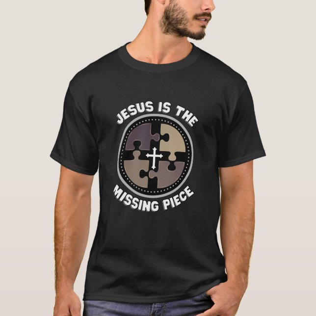 Jesus är det saknade Biet, kor, pusslet delarare T Shirt (Framsida)