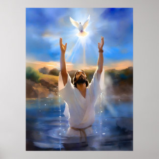 Jesus är döpt i Jordanfloden Poster