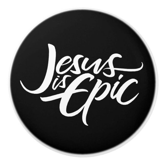 Jesus är Epic Lettering Christian Calligraphy Knopp (Framsidan)
