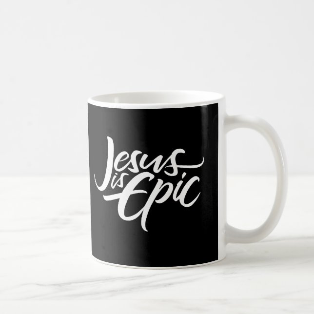 Jesus är Epic Lettering Christian Calligraphy Red Kaffemugg (Höger)