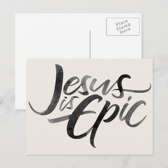Jesus är Epic Religiösa Lettering Christian Kristi Vykort (Fram/baksida)