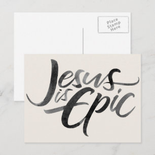 Jesus är Epic Religiösa Lettering Christian Kristi Vykort
