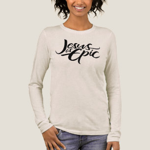 Jesus är Episk Borstbokstavs Religiös Kalligrafi T-shirt I Triblend-tyg