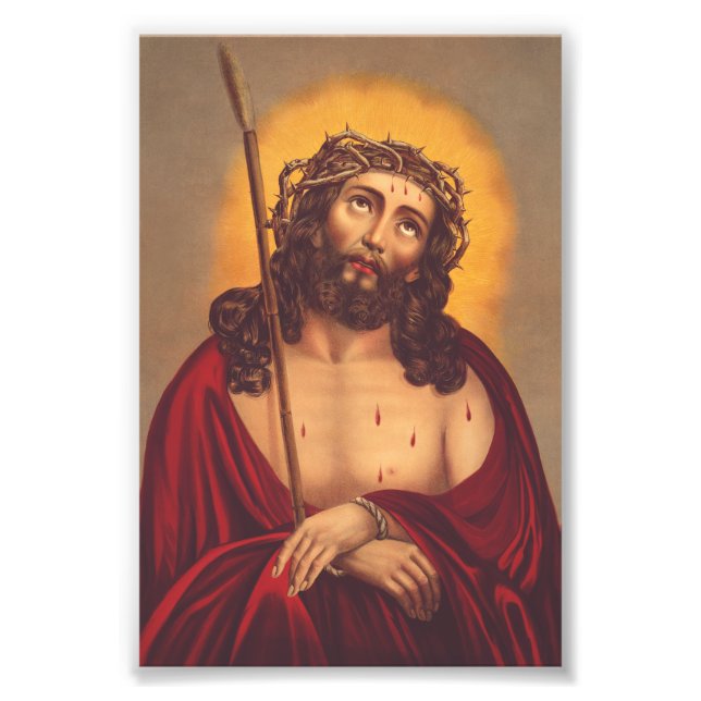 Jesus är full med en krona av bröst fototryck (Framsidan)