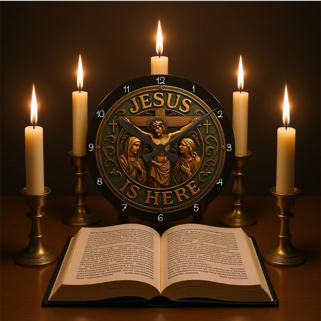 Jesus Är Här Religiös  Rund Klocka (Skapare uppladdad)
