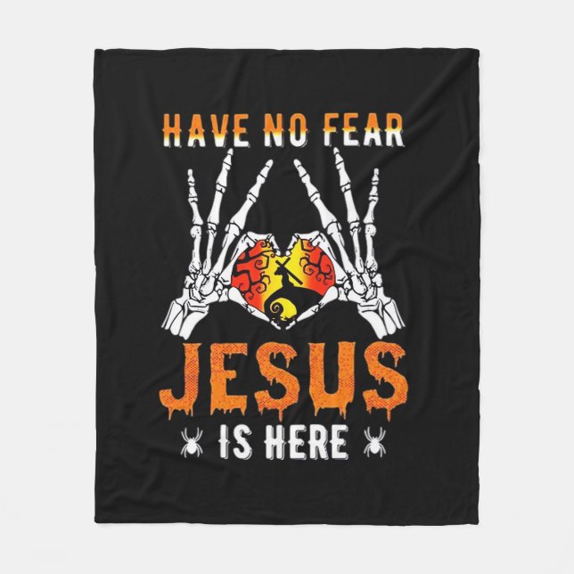 Jesus är Heart Skeleton Hand Fleecefilt (Framsidan)