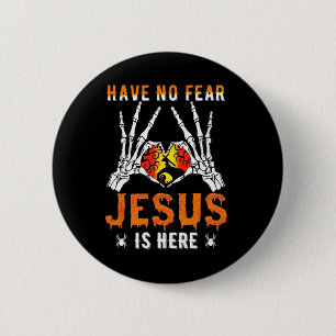 Jesus är Heart Skeleton Hand Knapp