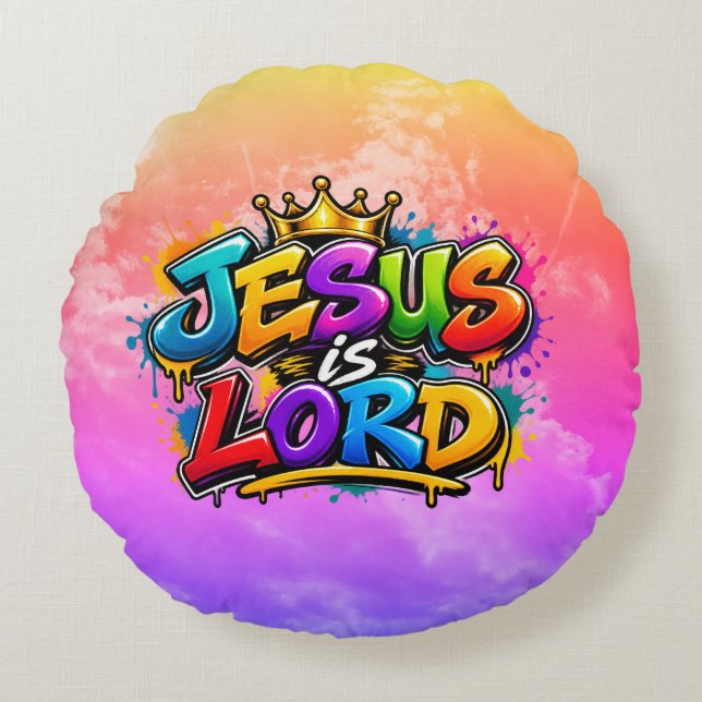 Jesus är Herre Rund Kudde (Framsidan)