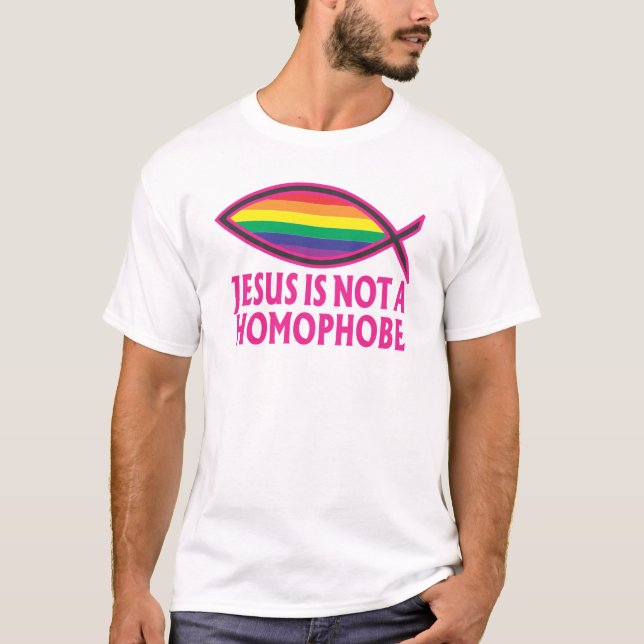 Jesus är inte en Homophobe Tee Shirt (Framsida)